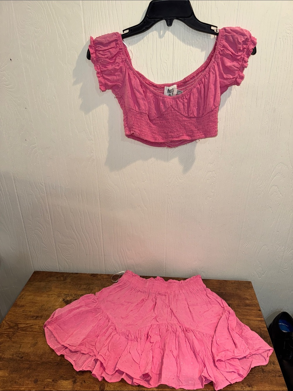 Princess Polly Hot Pink Ruffled Crop Top & Tiered Mini Skirt Set